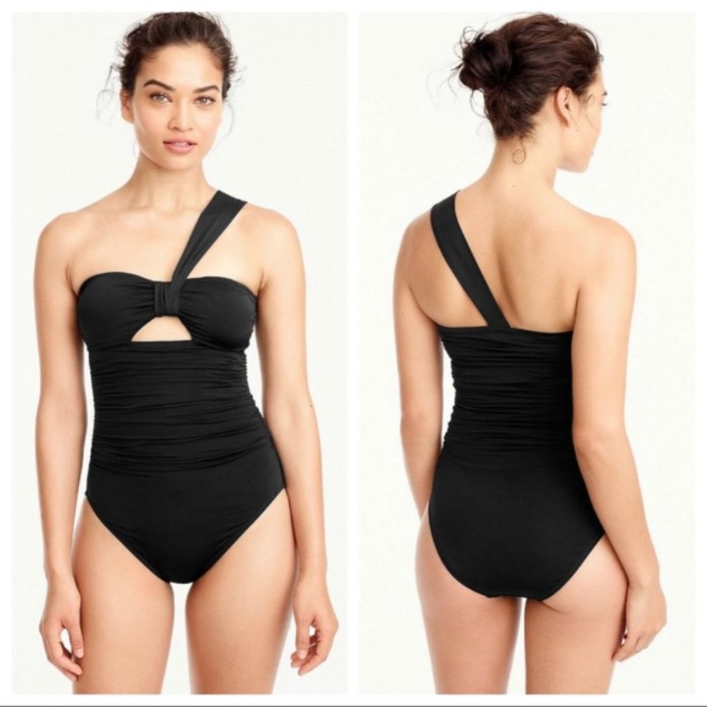 J Crew Lomillina Black One Shoulder Keyhole Suit